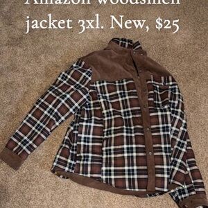 Plaid Button-Up Jacket 3XL